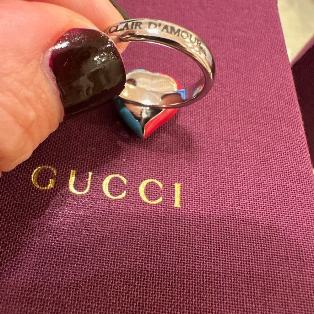 Gucci Interlocking G Heart Lightning Charm Ring NEW IN BOX - Picture 4 of 9